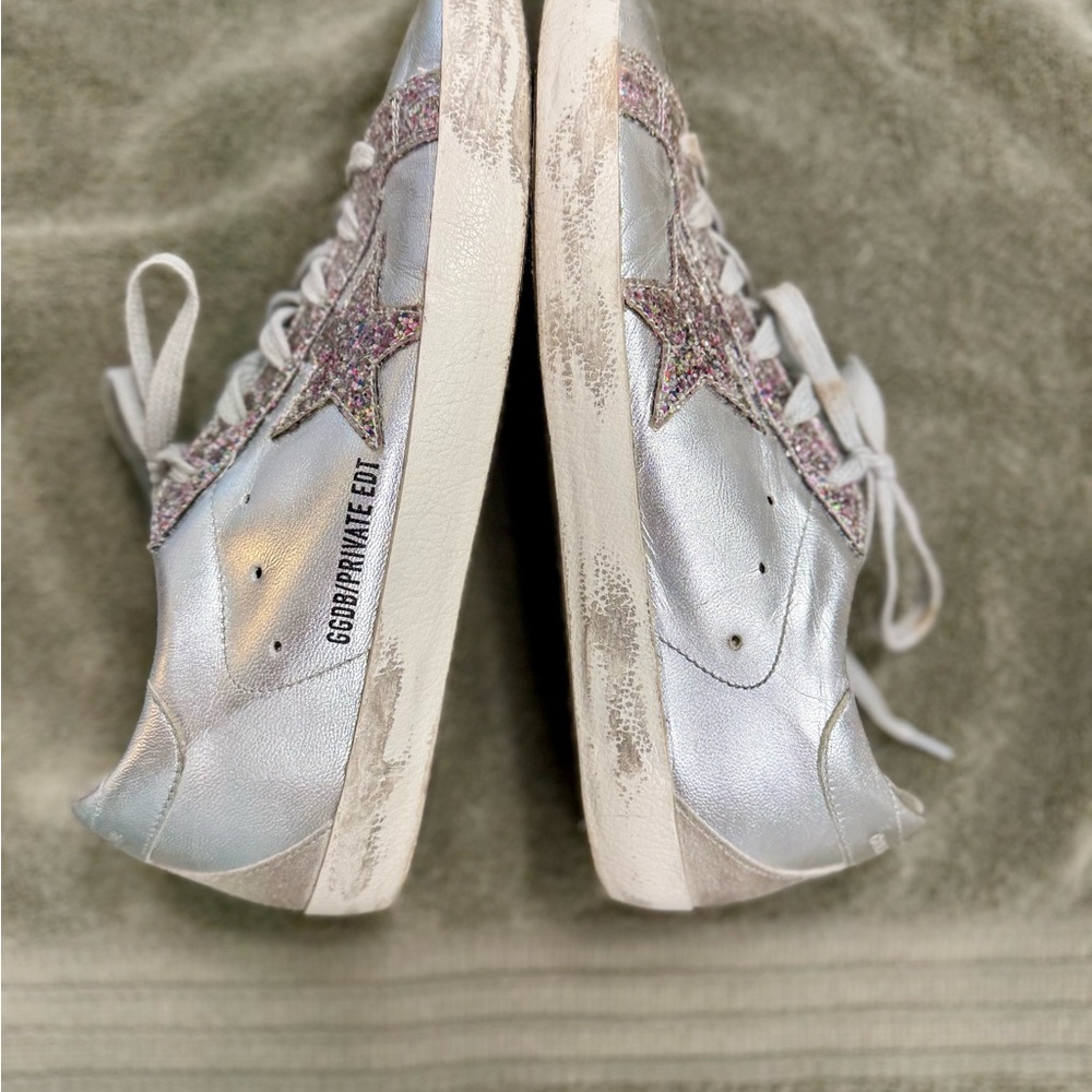 Golden Goose 🪿 Silver with Multicolor Glitter Sneakers 👟 👟 Super⭐️⭐️ - Picture 7 of 16